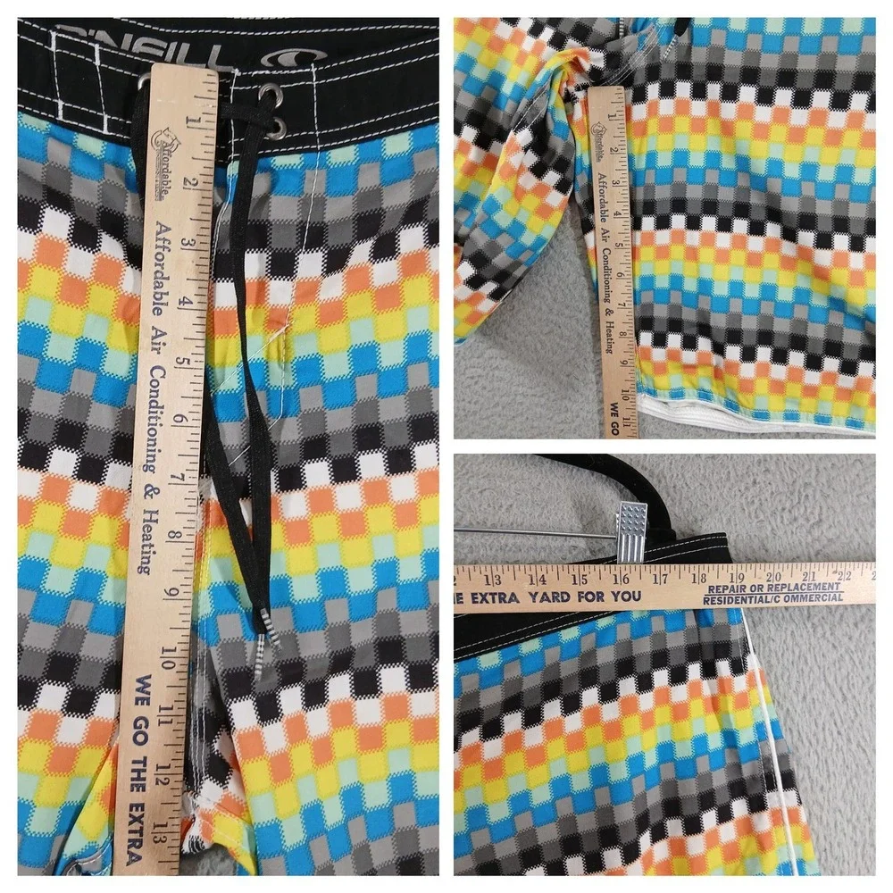 O'Neill Boardshorts‎ Mens 38 Multi-color Checkered Swim Trunks EUC